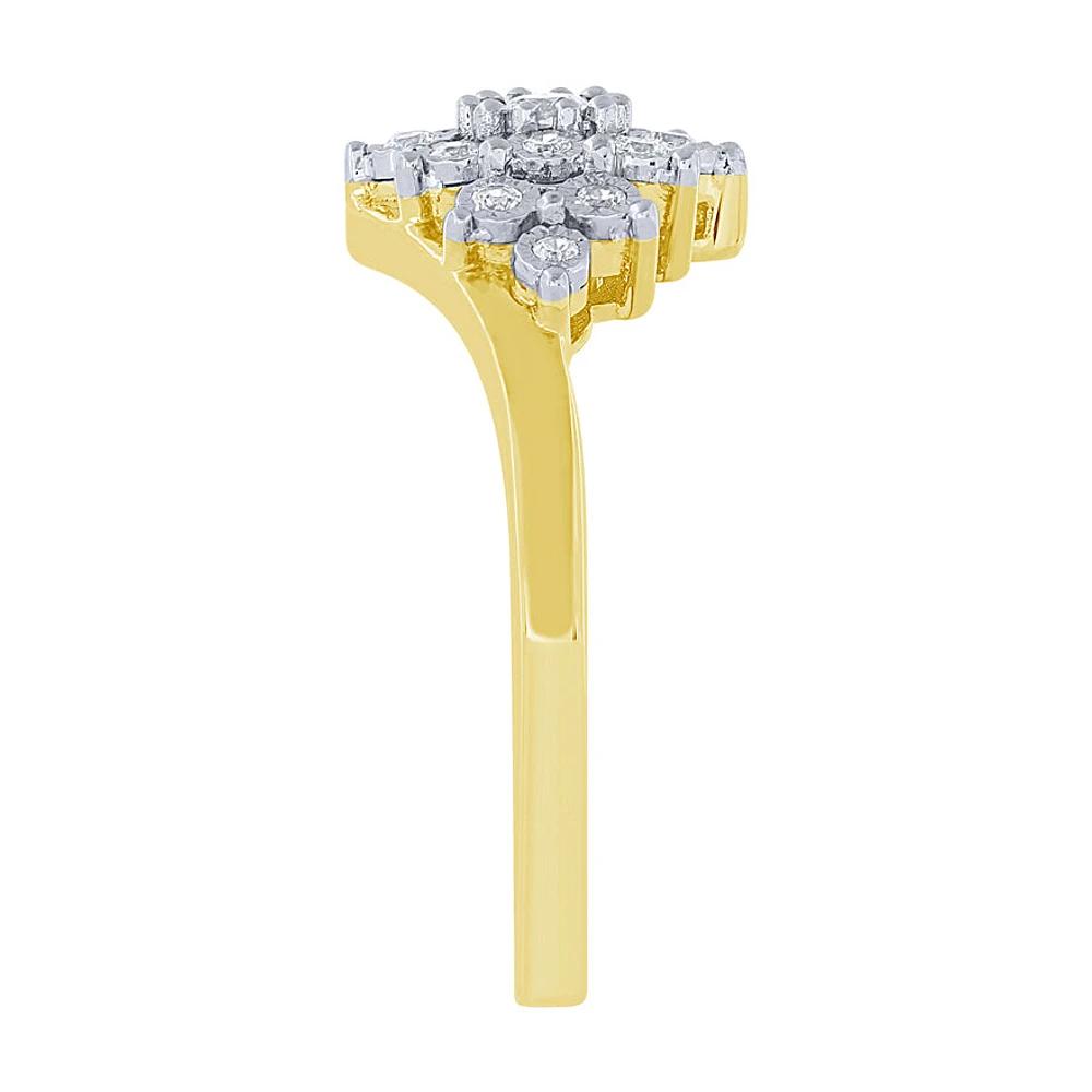 -Lilith- 10K Yellow and White Gold Diamond Cluster Ring (0.20 ct tw)