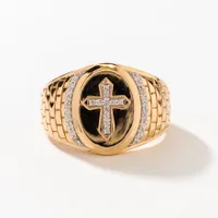 Men's Diamond Cross Ring 10K Yellow Gold (0.16 ct tw)