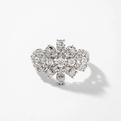 Diamond Cluster Ring 10K White Gold (0.50 ct tw)