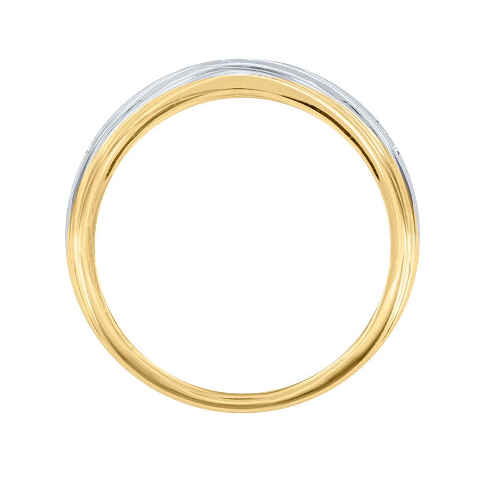 10K Yellow and White Gold Double Row Gents Diamond Ring (0.25ct tw)