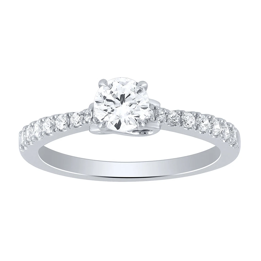 Diamond Engagement Ring with Infinity Side Design 14K White Gold (0