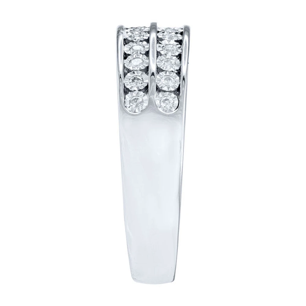 Miracle Mark Double Row Diamond Anniversary Band 10K White Gold (0.