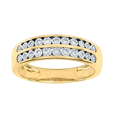 10K Yellow and White Gold Channel Set Double Row Diamond Anniversary B