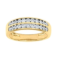 10K Yellow and White Gold Channel Set Double Row Diamond Anniversary B
