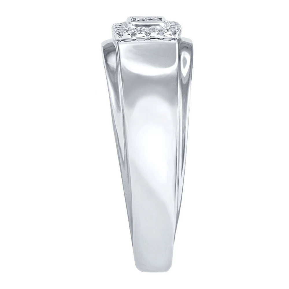 10K White Gold Square Halo Gents Ring (0.19 ct tw)