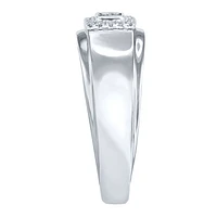 10K White Gold Square Halo Gents Ring (0.19 ct tw)