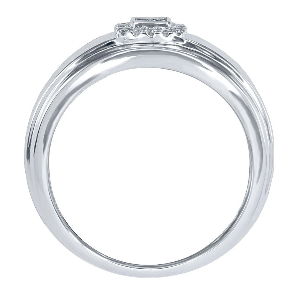 10K White Gold Square Halo Gents Ring (0.19 ct tw)