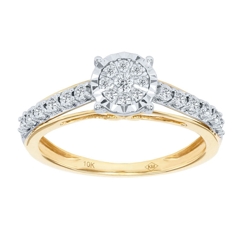 Diamond Cluster Promise Ring 10K Yellow and White Gold (0.16 ct tw)