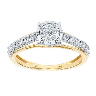 Diamond Cluster Promise Ring 10K Yellow and White Gold (0.16 ct tw)