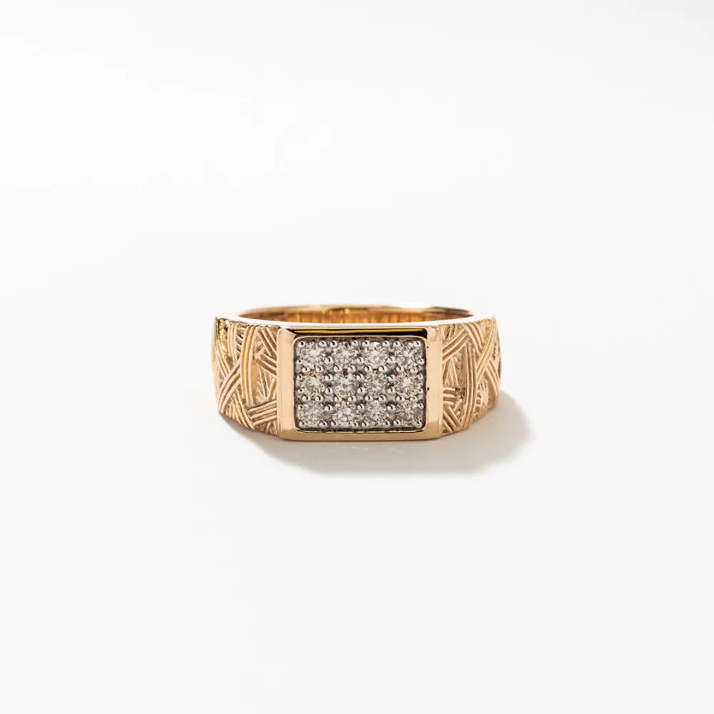 Men’s Woven Pattern Diamond Ring 10K Yellow Gold (0.50 ct tw)
