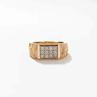 Men’s Woven Pattern Diamond Ring 10K Yellow Gold (0.50 ct tw)