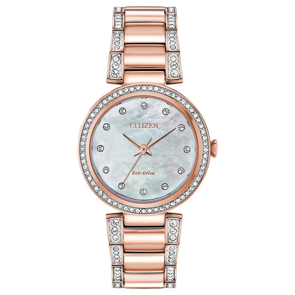 Citizen Eco-Drive Silhouette Crystal Rose Gold Tone | EM0843-51D