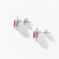 Ruby and Diamond Earrings in 10K White Gold