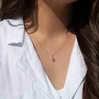 Oval Morganite Halo Diamond Necklace in 14K Rose Gold (6mm x 4mm)