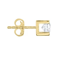 Solitaire Canadian Diamond Stud Earrings in 14K Yellow Gold ( ct t