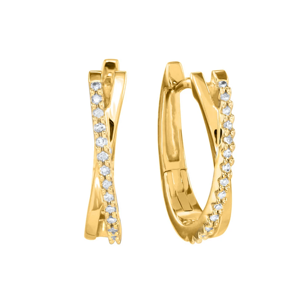 Diamond Hoop Earrings in 10K Gold ( ct tw