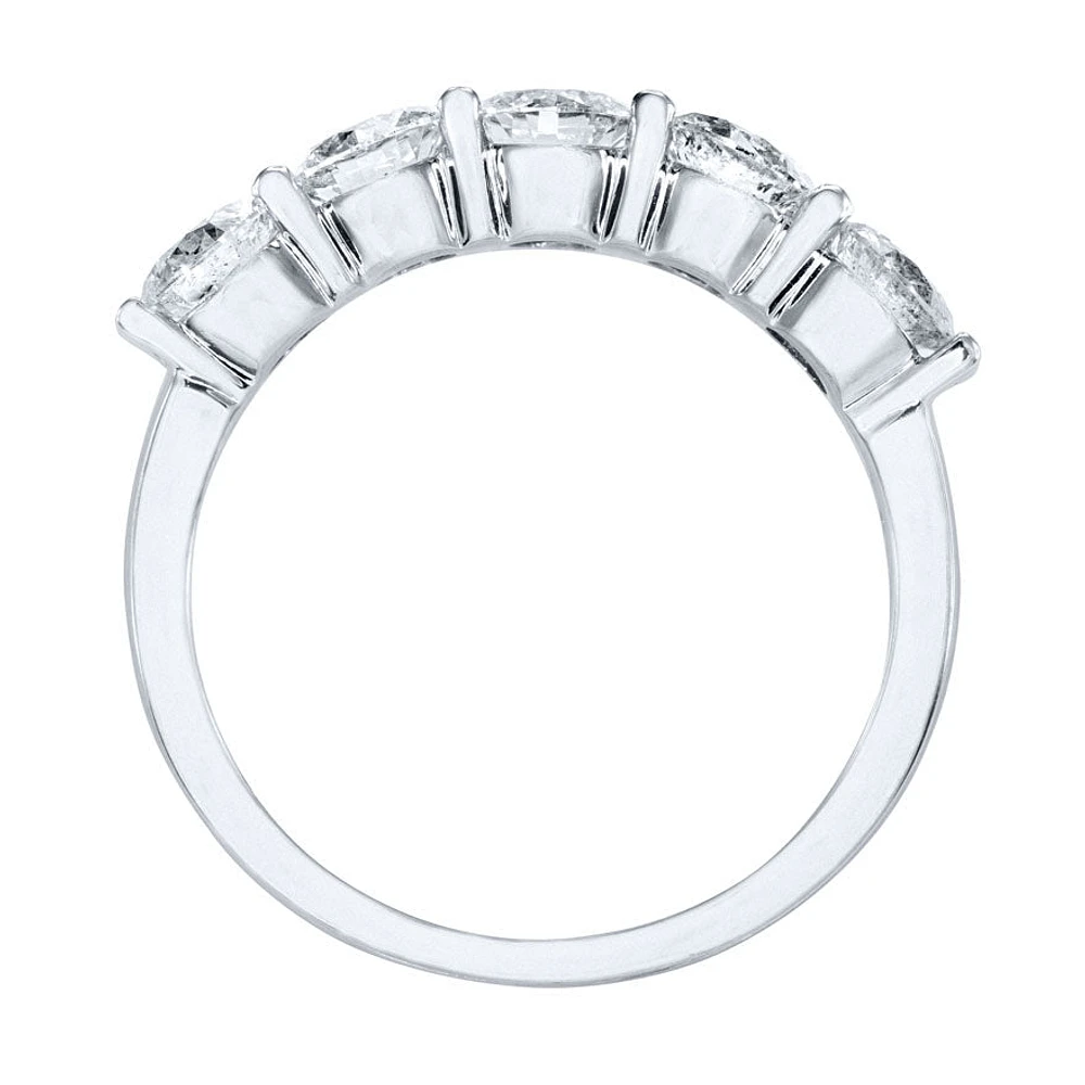 Five Stone Canadian Diamond Anniversary Ring 14K White Gold (1.50ct