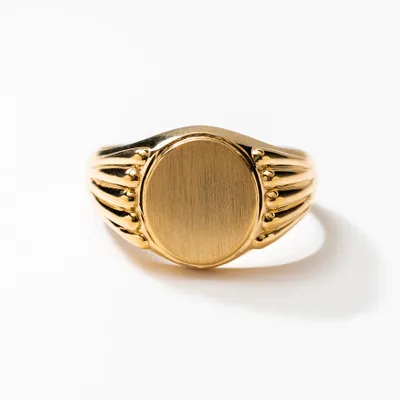 Men's Oval Signet Ring 10K Yellow Gold