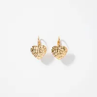 Puffed Heart Earrings in 10K Yellow Gold
