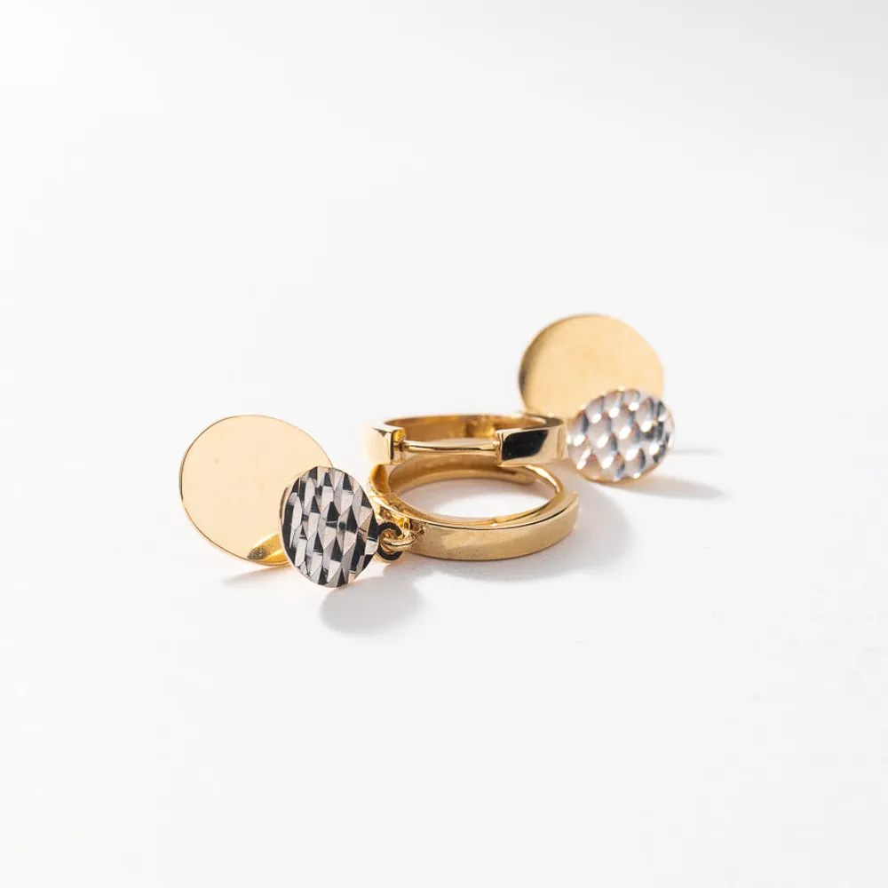 Diamond Cut Gold Hoop Earrings in 10K Yellow Gold
