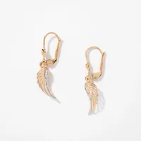 Angel Wing Earrings in 10K Yellow and White Gold