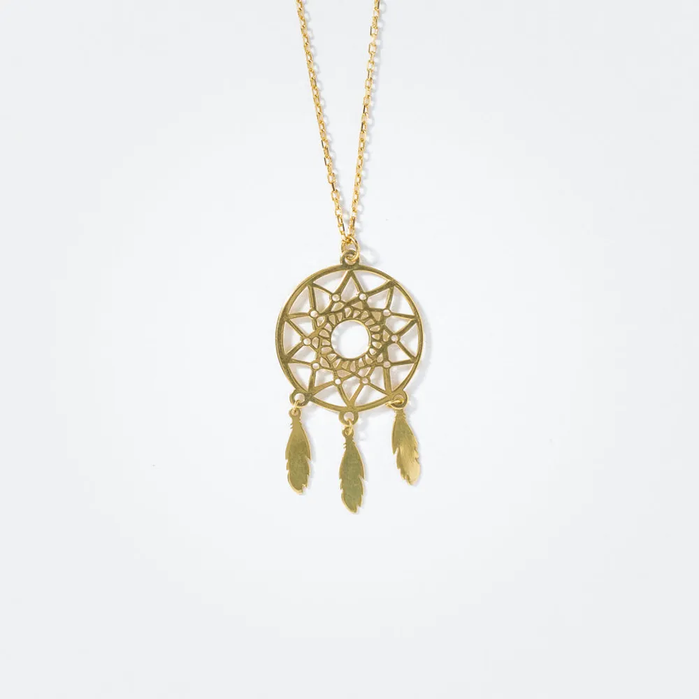 Dreamcatcher Pendant Necklace in 10K Yellow Gold