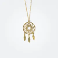 Dreamcatcher Pendant Necklace in 10K Yellow Gold