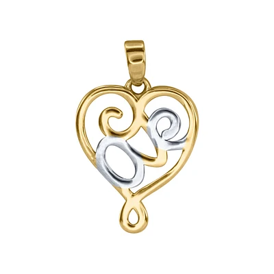 Heart Pendant in 10K Yellow and White Gold