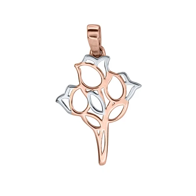 Rose Bouquet Pendant in 10K Rose and White Gold