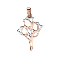 Rose Bouquet Pendant in 10K Rose and White Gold
