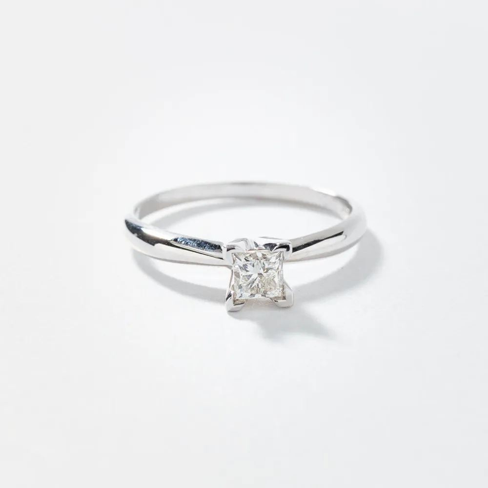Princess Cut Diamond Solitaire Engagement Ring 14K White Gold (0.35