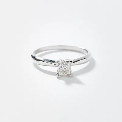 Princess Cut Diamond Solitaire Engagement Ring 14K White Gold (0.35