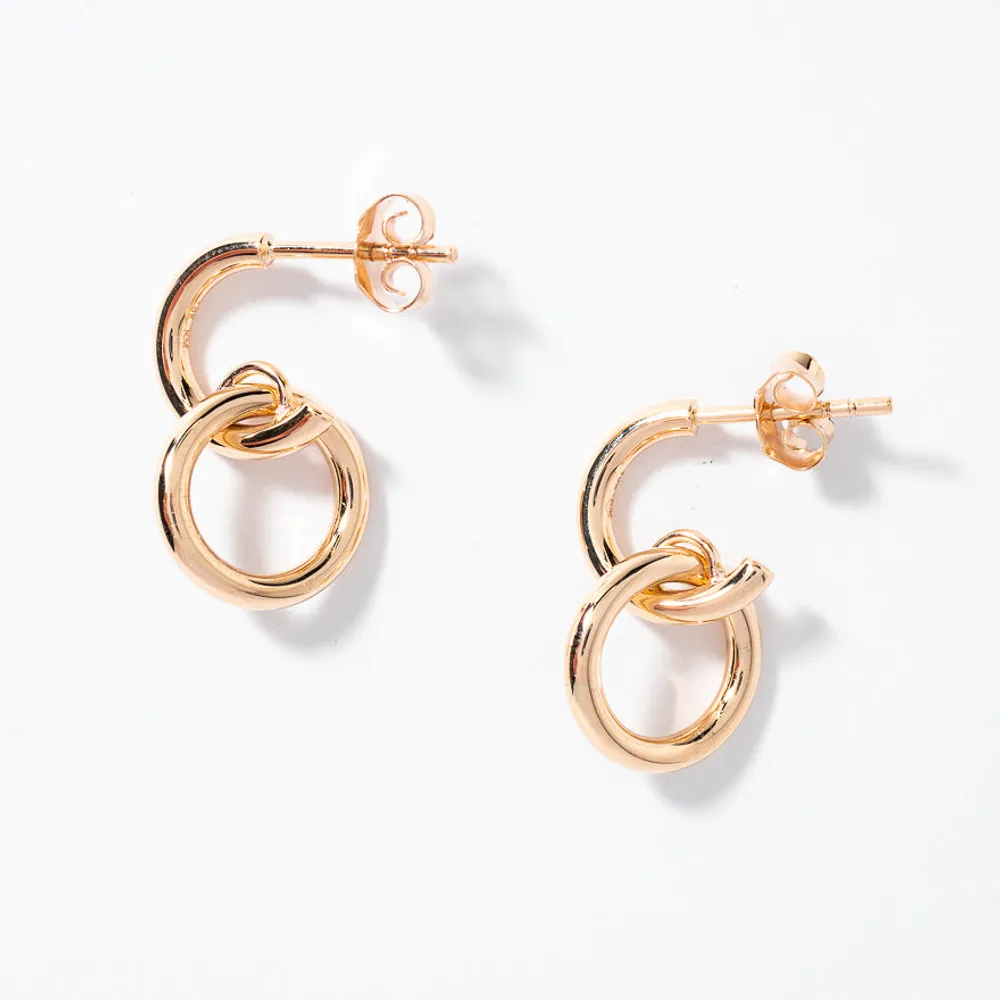 Circle Drop Earrings in 10K Yellow Gold