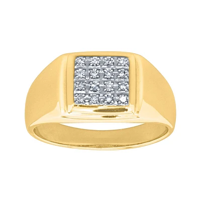 Bold Men's Diamond Ring 10K Yellow Gold (0.12ct tw)