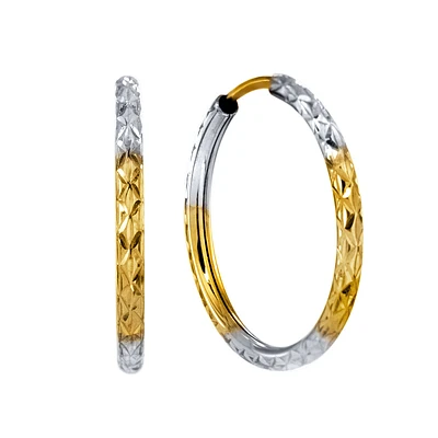 Diamond Cut Hoop Earrings in 10K Gold