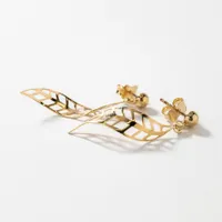Open Leaf Drop Earrings in 10K Yellow Gold