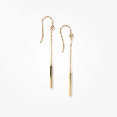 Bar and Chain Drop Earrings in 10K Yellow Gold