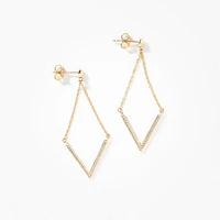 V Shape Drop Earrings in 10K Yellow Gold
