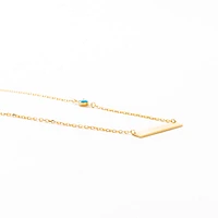 Gold Bar Necklace with Evil Eye Charm in 10K Yellow Gold