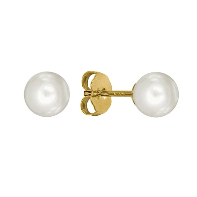 7-7.5mm Pearl Stud Earrings in 14K Yellow Gold