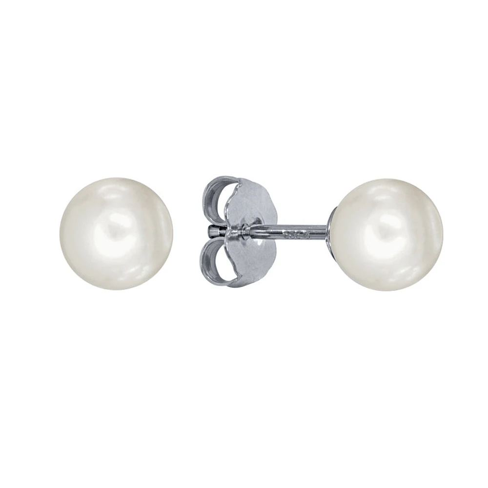 7-7.5mm Pearl Stud Earrings in 14K White Gold
