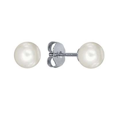 7-7.5mm Pearl Stud Earrings in 14K White Gold
