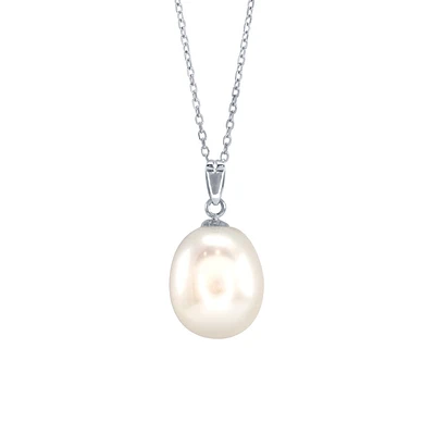 10-11mm Single Pearl Pendant Necklace in 14K White Gold