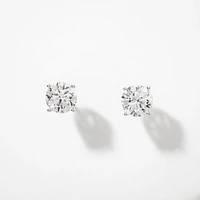 Lab Grown Round Cut Diamond Stud Earrings in 14K White Gold ( ct t