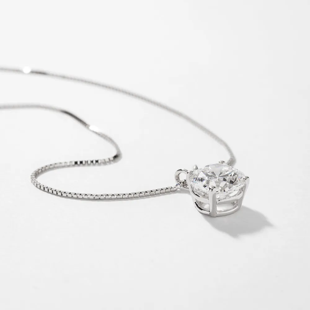 Lab Grown Diamond Necklace in 14K White Gold ( ct tw