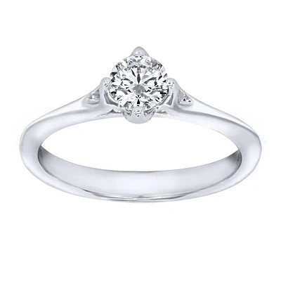 Lumina Ideal Cut Diamond Magnolia Solitaire Engagement Ring 18K Whi