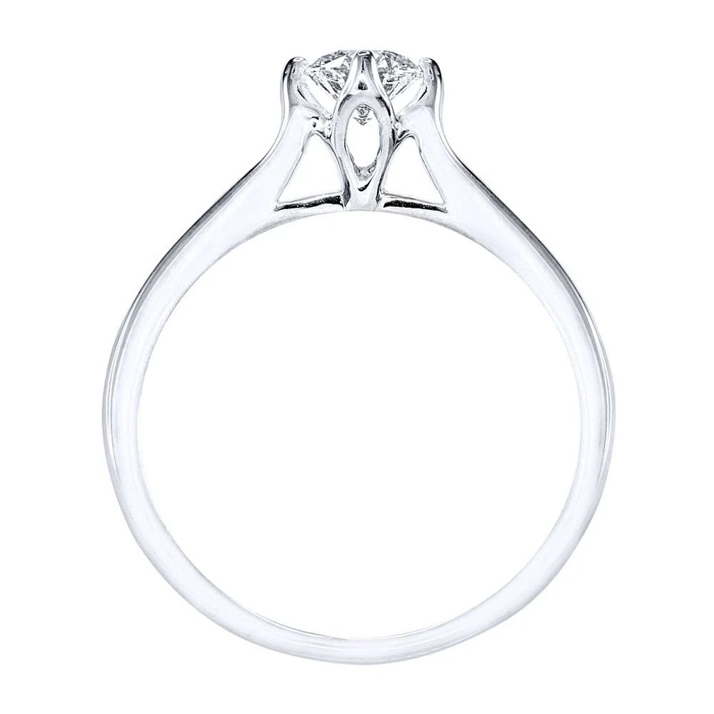 Lumina Ideal Cut Diamond Magnolia Solitaire Engagement Ring 18K Whi