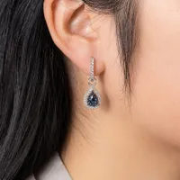 Sapphire Earrings With Diamond Accents With Removable Pear Drop in 10K