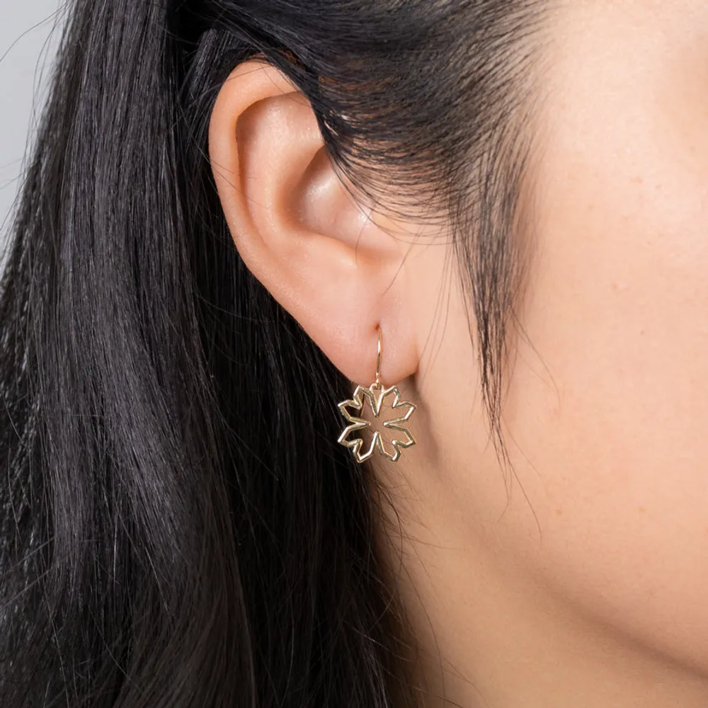 Open Leaf Drop Earrings In 10K Yellow Gold