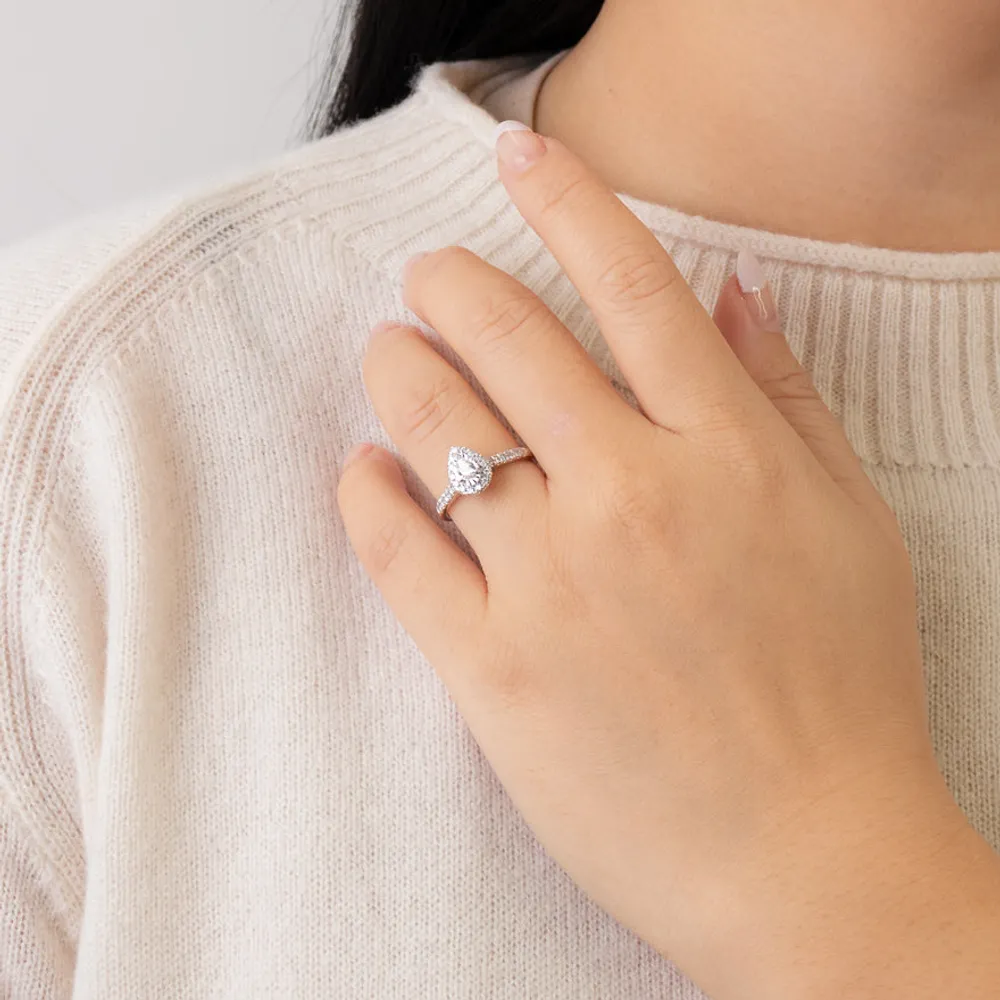 Pear Shaped Diamond Engagement Ring 10K White Gold (0.50 ct tw)